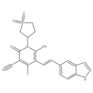 3-Pyridinecarbonitrile,1,2,5,6-tetrahydro-5-[(1h-indol-5-ylamino)methylene]-4-methyl-2,6-dioxo-1-(tetrahydro-1,1-dioxido-3-thienyl)- Structure
