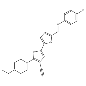 2-(5-((4-Chlorophenoxy)methyl)furan-2-yl)-5-(4-ethylpiperazin-1-yl)oxazole-4-carbonitrile结构式