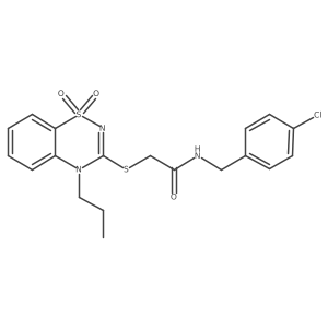 N-(4-chlorobenzyl)-2-((1,1-dioxido-4-propyl-4H-benzo[e][1,2,4]thiadiazin-3-yl)thio)acetamide结构式