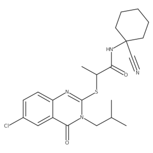 2-[6-chloro-3-(2-methylpropyl)-4-oxoquinazolin-2-yl]sulfanyl-N-(1-cyanocyclohexyl)propanamide结构式