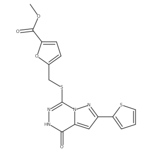 methyl 5-({[4-oxo-2-(thiophen-2-yl)-4H,5H-pyrazolo[1,5-d][1,2,4]triazin-7-yl]sulfanyl}methyl)furan-2-carboxylate Structure