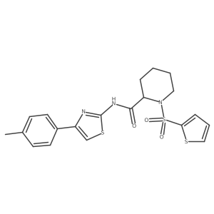 1-(thiophen-2-ylsulfonyl)-N-(4-(p-tolyl)thiazol-2-yl)piperidine-2-carboxamide结构式
