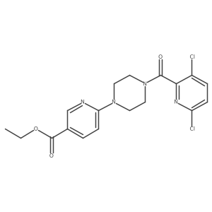 CCOC(=O)c1ccc(N2CCN(C(=O)c3nc(Cl)ccc3Cl)CC2)nc1结构式