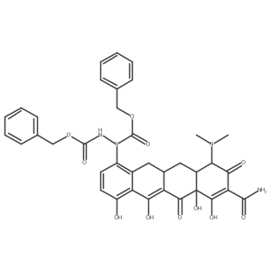 1,2-Bis(phenylmethyl) 1-[8-(aminocarbonyl)-10-(dimethylamino)-5,6a,7,10,10a,11,11a,12-octahydro-4,6,6a,9-tetrahydroxy-5,7-dioxo-1-naphthacenyl]-1,2-hydrazinedicarboxylate结构式