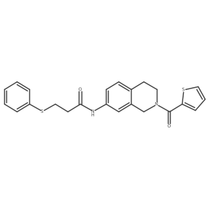 3-(phenylthio)-N-(2-(thiophene-2-carbonyl)-1,2,3,4-tetrahydroisoquinolin-7-yl)propanamide Structure