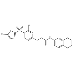 2-((4-amino-5-((5-chlorothiophen-2-yl)sulfonyl)pyrimidin-2-yl)thio)-N-(2,3-dihydrobenzo[b][1,4]dioxin-6-yl)acetamide Structure