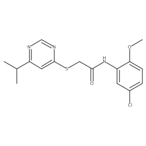 N-(5-chloro-2-methoxyphenyl)-2-((6-isopropylpyrimidin-4-yl)thio)acetamide结构式