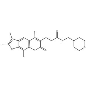 N-(tetrahydro-2H-pyran-4-ylmethyl)-3-(2,3,5,9-tetramethyl-7-oxo-7H-furo[3,2-g]chromen-6-yl)propanamide Structure