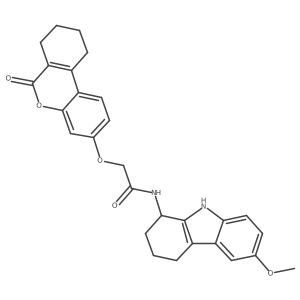N-(6-methoxy-2,3,4,9-tetrahydro-1H-carbazol-1-yl)-2-[(6-oxo-7,8,9,10-tetrahydro-6H-benzo[c]chromen-3-yl)oxy]acetamide Structure
