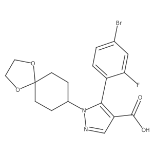 5-(4-Bromo-2-fluorophenyl)-1-(1,4-dioxaspiro[4.5]decan-8-yl)-1H-pyrazole-4-carboxylic acid Structure