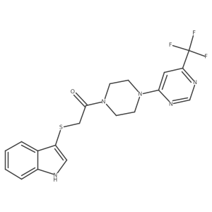 2-((1H-indol-3-yl)thio)-1-(4-(6-(trifluoromethyl)pyrimidin-4-yl)piperazin-1-yl)ethanone Structure