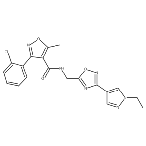 3-(2-chlorophenyl)-N-((3-(1-ethyl-1H-pyrazol-4-yl)-1,2,4-oxadiazol-5-yl)methyl)-5-methylisoxazole-4-carboxamide结构式
