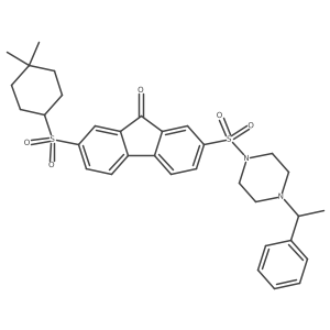 2-((4,4-Dimethylcyclohexyl)sulfonyl)-7-((4-(1-phenylethyl)piperazin-1-yl)sulfonyl)-9H-fluoren-9-one Structure