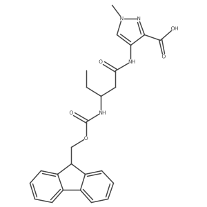 4-[(3S)-3-({[(9H-fluoren-9-yl)methoxy]carbonyl}amino)pentanamido]-1-methyl-1H-pyrazole-3-carboxylic acid结构式