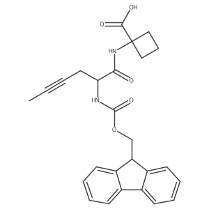 1-[2-({[(9H-fluoren-9-yl)methoxy]carbonyl}amino)hex-4-ynamido]cyclobutane-1-carboxylic acid结构式