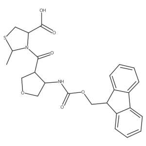 3-[4-({[(9H-fluoren-9-yl)methoxy]carbonyl}amino)oxolane-3-carbonyl]-2-methyl-1,3-thiazolidine-4-carboxylic acid结构式