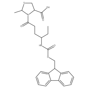 3-[4-({[(9H-fluoren-9-yl)methoxy]carbonyl}amino)hexanoyl]-2-methyl-1,3-thiazolidine-4-carboxylic acid结构式