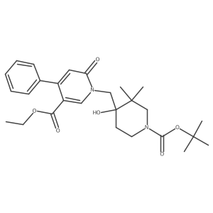 Ethyl 1-[[4-hydroxy-3,3-dimethyl-1-[(2-methylpropan-2-yl)oxycarbonyl]piperidin-4-yl]methyl]-6-oxo-4-phenylpyridine-3-carboxylate结构式