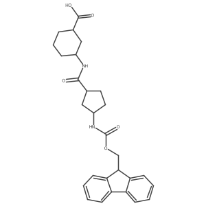 rac-(1R,3S)-3-[3-({[(9H-fluoren-9-yl)methoxy]carbonyl}amino)cyclopentaneamido]cyclohexane-1-carboxylic acid结构式