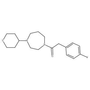 2-(4-Fluorophenyl)-1-[4-(thian-4-yl)-1,4-diazepan-1-yl]ethan-1-one结构式