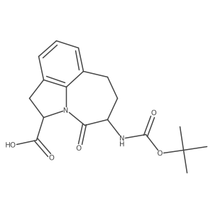 Boc-(2S,5S)-5-amino-1,2,4,5,6,7-hexahydroazepino[3,2,1-Hi]indole-4-one-2-carboxylic acid结构式