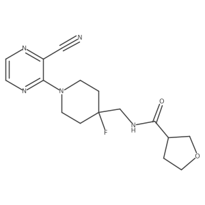 N-{[1-(3-cyanopyrazin-2-yl)-4-fluoropiperidin-4-yl]methyl}oxolane-3-carboxamide结构式