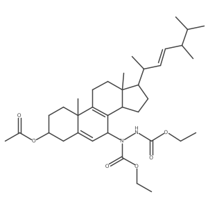1,2-Hydrazinedicarboxylic acid, 1-[(3I(2),7I+/-,22E)-3-(acetyloxy)ergosta-5,8,22-trien-7-yl]-, diethyl ester结构式