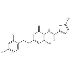 N-(4-amino-2-((2,4-dichlorobenzyl)thio)-6-oxo-1,6-dihydropyrimidin-5-yl)-5-bromofuran-2-carboxamide结构式