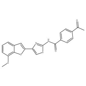 4-acetyl-N-(4-(7-methoxybenzofuran-2-yl)thiazol-2-yl)benzamide结构式