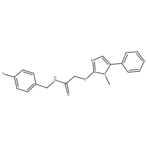 N-(4-fluorobenzyl)-2-((1-methyl-5-phenyl-1H-imidazol-2-yl)thio)acetamide结构式