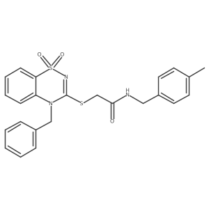 2-((4-benzyl-1,1-dioxido-4H-benzo[e][1,2,4]thiadiazin-3-yl)thio)-N-(4-methylbenzyl)acetamide Structure