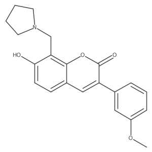 7-hydroxy-3-(3-methoxyphenyl)-8-(pyrrolidin-1-ylmethyl)-2H-chromen-2-one结构式