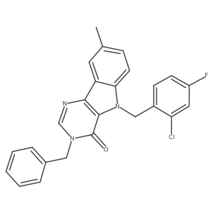 3-benzyl-5-(2-chloro-4-fluorobenzyl)-8-methyl-3H-pyrimido[5,4-b]indol-4(5H)-one结构式