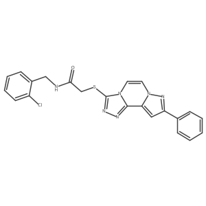 N-[(2-chlorophenyl)methyl]-2-[(11-phenyl-3,4,6,9,10-pentazatricyclo[7.3.0.02,6]dodeca-1(12),2,4,7,10-pentaen-5-yl)sulfanyl]acetamide结构式
