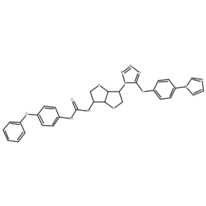 1-[(3S,3AR,6S,6aR)-6-[5-(4-imidazol-1-ylphenoxy)tetrazol-1-yl]-2,3,3a,5,6,6a-hexahydrofuro[2,3-d]furan-3-yl]-3-(4-phenoxyphenyl)urea Structure