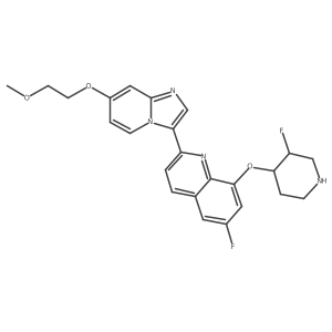6-fluoro-8-[(3S,4R)-3-fluoropiperidin-4-yl]oxy-2-[7-(2-methoxyethoxy)imidazo[1,2-a]pyridin-3-yl]quinoline Structure