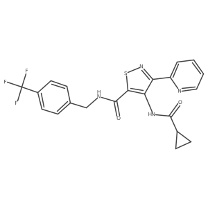 4-cyclopropaneamido-3-(pyridin-2-yl)-N-{[4-(trifluoromethyl)phenyl]methyl}-1,2-thiazole-5-carboxamide结构式