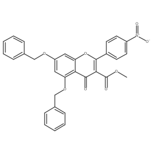 5,7-Bis-benzyloxy-2-(4-nitro-phenyl)-4-oxo-4H-chromene-3-carboxylic acid methyl ester结构式