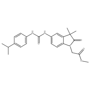 Methyl 2-(5-(3-(4-isopropylphenyl)ureido)-3,3-dimethyl-2-oxoindolin-1-yl)acetate结构式