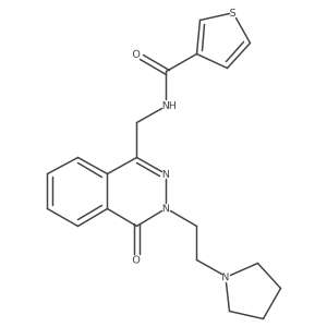 N-((4-oxo-3-(2-(pyrrolidin-1-yl)ethyl)-3,4-dihydrophthalazin-1-yl)methyl)thiophene-3-carboxamide结构式