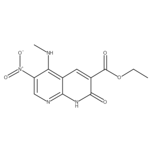 Ethyl 1,2-dihydro-5-(methylamino)-6-nitro-2-oxo-1,8-naphthyridine-3-carboxylate结构式