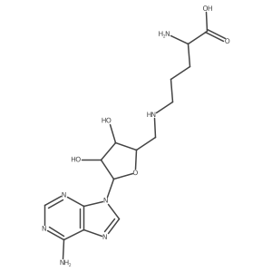 (S)-2-Amino-5-((((2R,3S,4R,5R)-5-(6-amino-9H-purin-9-yl)-3,4-dihydroxytetrahydrofuran-2-yl)methyl)amino)pentanoic acid结构式