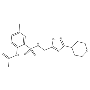 N-(4-methyl-2-(N-((3-(tetrahydro-2H-pyran-4-yl)-1,2,4-oxadiazol-5-yl)methyl)sulfamoyl)phenyl)acetamide Structure
