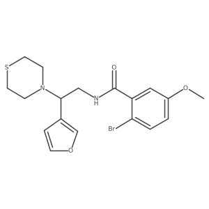 2-bromo-N-(2-(furan-3-yl)-2-thiomorpholinoethyl)-5-methoxybenzamide结构式