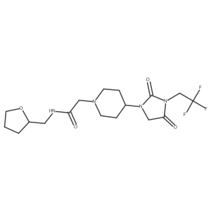 2-{4-[2,4-dioxo-3-(2,2,2-trifluoroethyl)imidazolidin-1-yl]piperidin-1-yl}-N-[(oxolan-2-yl)methyl]acetamide结构式