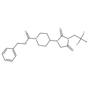 N-benzyl-4-[2,4-dioxo-3-(2,2,2-trifluoroethyl)imidazolidin-1-yl]piperidine-1-carboxamide结构式