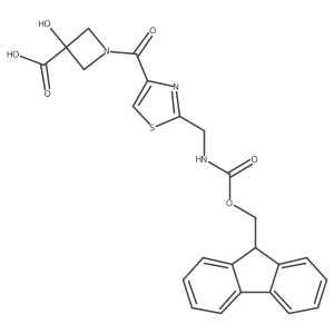 1-{2-[({[(9H-fluoren-9-yl)methoxy]carbonyl}amino)methyl]-1,3-thiazole-4-carbonyl}-3-hydroxyazetidine-3-carboxylic acid Structure