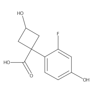 1-(2-Fluoro-4-hydroxyphenyl)-3-hydroxycyclobutane-1-carboxylic acid结构式