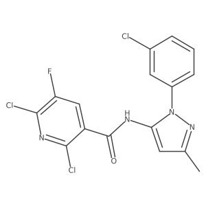 2,6-Dichloro-N-[2-(3-chlorophenyl)-5-methylpyrazol-3-yl]-5-fluoropyridine-3-carboxamide结构式