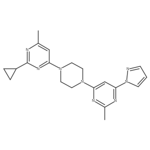 4-[4-(2-cyclopropyl-6-methylpyrimidin-4-yl)piperazin-1-yl]-2-methyl-6-(1H-pyrazol-1-yl)pyrimidine Structure